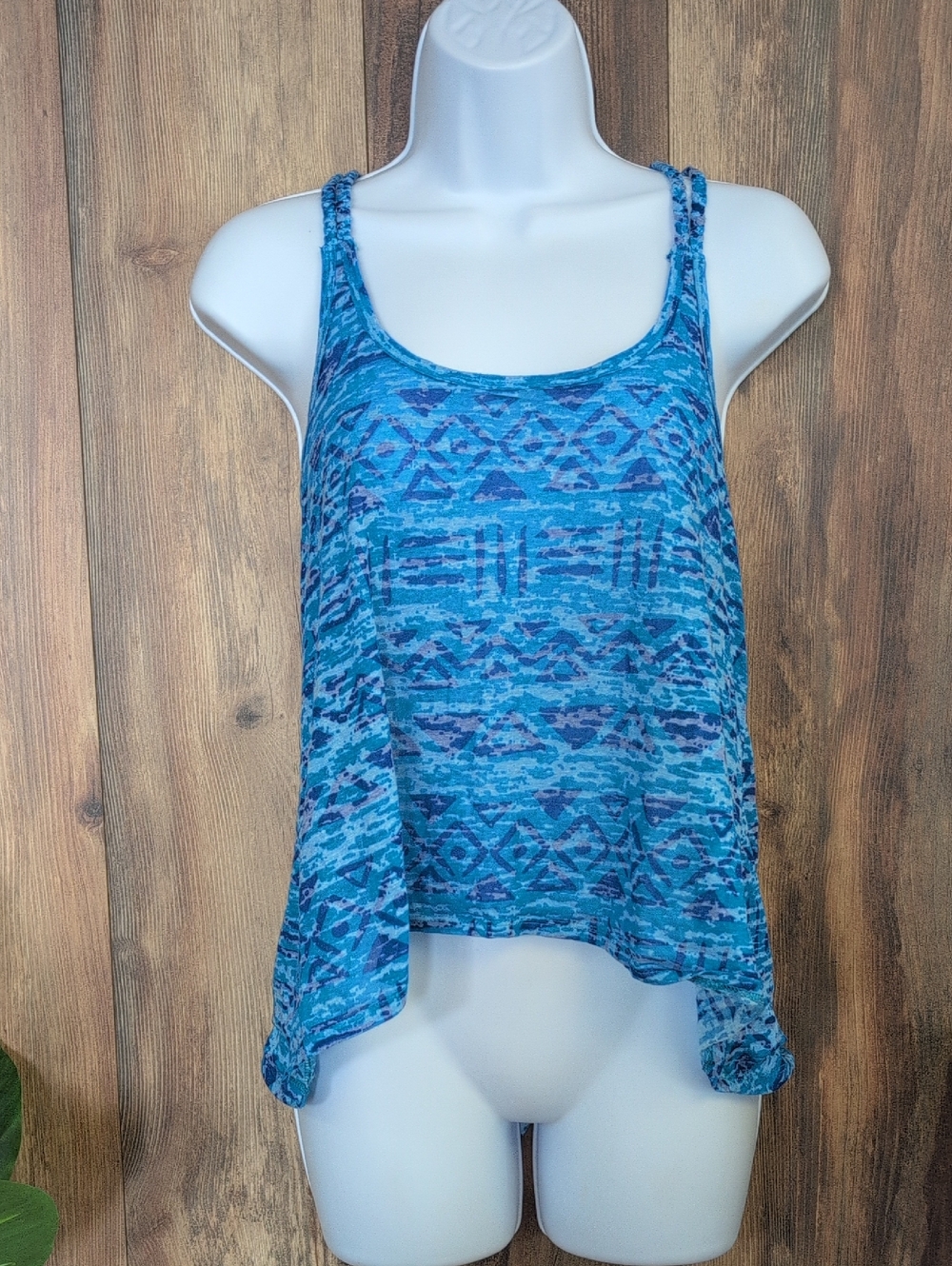 OP Ocean Pacific Blue Patterned Braided-Strap Tank Top XL           M365